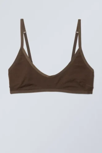 Inez Scooped Cotton Bralette – Dunkelbraun