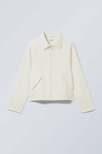 Jacke aus Leinenmischung in Regular-Passform – cremefarben