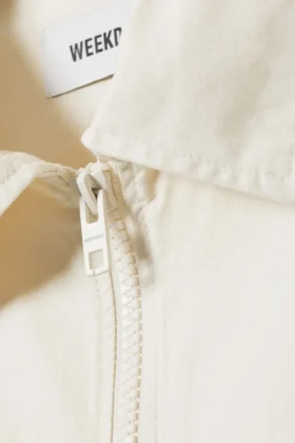 Jacke aus Leinenmischung in Regular-Passform – cremefarben