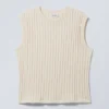 Jacquard-Strick-Tanktop – Hellstaubweiß
