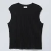 Jacquard-Strick-Tanktop – Schwarz Jacquard-Strick-Tanktop – Schwarz