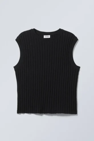 Jacquard-Strick-Tanktop – Schwarz