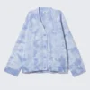 Jacquard-Strickjacke aus Baumwolle – Washed Blue – Tie-Dye Jacquard-Strickjacke aus Baumwolle – Washed Blue – Tie-Dye