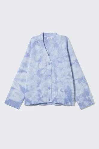 Jacquard-Strickjacke aus Baumwolle – Washed Blue – Tie-Dye Jacquard-Strickjacke aus Baumwolle – Washed Blue – Tie-Dye