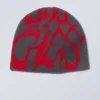 Jacquard-Strickmütze – Dunkelgrau/Leuchtend rotes Jacquard Jacquard-Strickmütze – Dunkelgrau/Leuchtend rotes Jacquard
