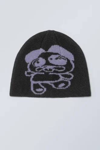 Jacquard-Strickmütze – Schwarz