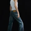 Jeans mit geradem Bein und Reißverschluss – Mittelblau – Mittelblau Jeans mit geradem Bein und Reißverschluss – Mittelblau – Mittelblau