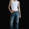Jeans mit geradem Bein und Reißverschluss – Mittelblau – Mittelblau Jeans mit geradem Bein und Reißverschluss – Mittelblau – Mittelblau