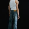 Jeans mit geradem Bein und Reißverschluss – Mittelblau – Mittelblau Jeans mit geradem Bein und Reißverschluss – Mittelblau – Mittelblau