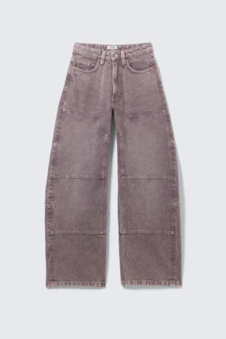 Jeans mit hoher Taille und Barrel-Bein – Dusty Purple