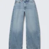 Jeans mit hoher Taille und geradem Barrel-Bein – Fresh Blue – Hellblau Jeans mit hoher Taille und geradem Barrel-Bein – Fresh Blue – Hellblau