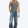 Jeans mit niedriger Leibhöhe, lockerer Passform und konisch zulaufendem Bein – Baltic Blue – Dunkelblau