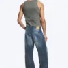 Jeans mit niedriger Leibhöhe, lockerer Passform und konisch zulaufendem Bein – Baltic Blue – Dunkelblau