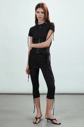 Jersey-Knoten-Hose – Schwarz