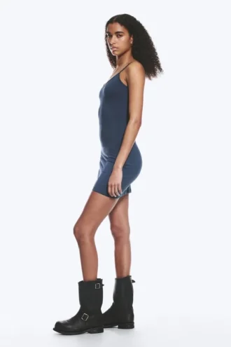 Jersey-Mini-Kleid mit V-Ausschnitt – Dunkelblau