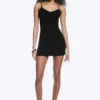 Jersey-Mini-Kleid mit V-Ausschnitt – Schwarz Jersey-Mini-Kleid mit V-Ausschnitt – Schwarz