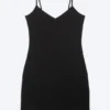 Jersey-Mini-Kleid mit V-Ausschnitt – Schwarz Jersey-Mini-Kleid mit V-Ausschnitt – Schwarz