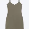 Jersey-Minikleid mit V-Ausschnitt – Staubgrau Jersey-Minikleid mit V-Ausschnitt – Staubgrau