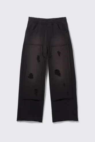 Jogginghose aus Baumwollfrottee im Used-Look – Dunkelblau
