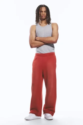 Jogginghose mit mittlerer Leibhöhe, lockerem Sitz und geradem Bein – Rot