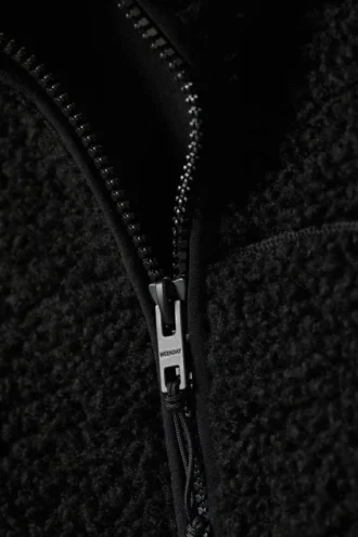 Kapuzenjacke aus Fleece – Schwarz
