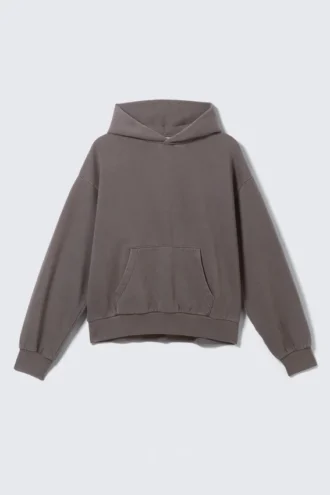 Kapuzenpullover mit lockerer Passform – gewaschenes Dunkelbraun