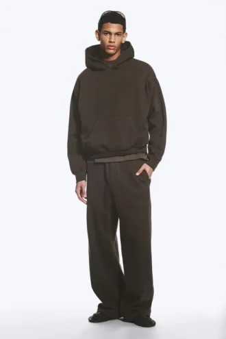 Kapuzenpullover mit lockerer Passform – gewaschenes Dunkelbraun