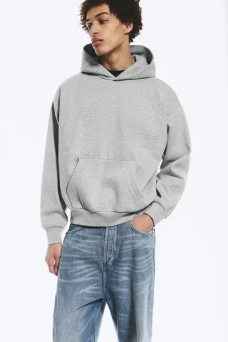 Kapuzenpullover mit lockerer Passform – Grau meliert