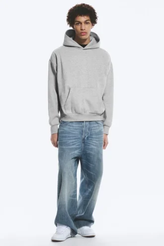 Kapuzenpullover mit lockerer Passform – Grau meliert