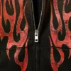 Kapuzenpullover mit Print und Reißverschluss – Schwarz – Worn-Out Flame Kapuzenpullover mit Print und Reißverschluss – Schwarz – Worn-Out Flame