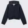 Kapuzenpullover mit Raglanärmeln und Cutline-Reißverschluss – Dunkelblau Kapuzenpullover mit Raglanärmeln und Cutline-Reißverschluss – Dunkelblau
