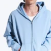 Kapuzenpullover mit Reißverschluss in lockerer Passform – gewaschenes Hellblau Kapuzenpullover mit Reißverschluss in lockerer Passform – gewaschenes Hellblau