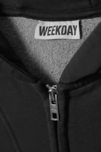 Kapuzenpullover mit Reißverschluss in lockerer Passform – gewaschenes Schwarz