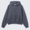 Kapuzenpullover mit Reißverschluss in lockerer Passform – Washed Blue Kapuzenpullover mit Reißverschluss in lockerer Passform – Washed Blue