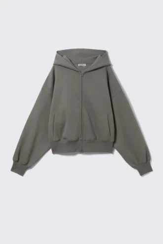 Kapuzenpullover mit Reißverschluss in Regular Fit – Dusty Grey