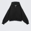 Kapuzenpullover mit Reißverschluss in Regular Fit – Schwarz Kapuzenpullover mit Reißverschluss in Regular Fit – Schwarz