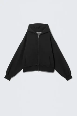 Kapuzenpullover mit Reißverschluss in Regular Fit – Schwarz