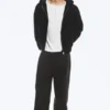 Kapuzenpullover mit Reißverschluss und lockerer Passform – Schwarz Kapuzenpullover mit Reißverschluss und lockerer Passform – Schwarz
