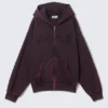 Kapuzenpullover mit Reißverschluss und Print – Burgunderrot Kapuzenpullover mit Reißverschluss und Print – Burgunderrot