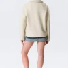 Kastenförmige Knopfleiste Jacke aus Wollmischung – Dusty Cream Kastenförmige Knopfleiste Jacke aus Wollmischung – Dusty Cream