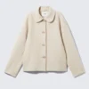 Kastenförmige Knopfleiste Jacke aus Wollmischung – Dusty Cream Kastenförmige Knopfleiste Jacke aus Wollmischung – Dusty Cream
