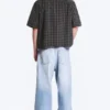Kastenförmiges Baumwollhemd mit kurzen Shorts – kariert, schwarz Kastenförmiges Baumwollhemd mit kurzen Shorts – kariert, schwarz
