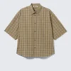 Kastiges Kurzarm-Hemd – kariert, beige Kastiges Kurzarm-Hemd – kariert, beige
