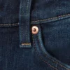 Katsumi Low-Rise-Jeans mit ausgefransten Beinen – Summit Blue – Dunkelblau