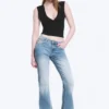 Katsumi Low Rise Slim Flared Leg Jeans – Climb Blue – Hellblau