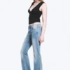 Katsumi Low Rise Slim Flared Leg Jeans – Climb Blue – Hellblau