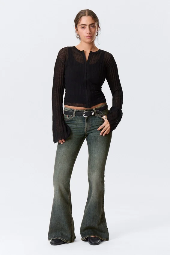Katsumi Low Rise Slim Flared Leg Jeans – Desert Blue – Dunkelblau Katsumi Low Rise Slim Flared Leg Jeans – Desert Blue – Dunkelblau