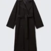 Kia Oversized-Mantel aus Wollmischung mit Zweireiher-Schluss – Dunkelbraun meliert Kia Oversized-Mantel aus Wollmischung mit Zweireiher-Schluss – Dunkelbraun meliert