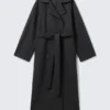 Kia Oversized-Mantel aus Wollmischung mit Zweireiher-Schluss – Dunkelgrau meliert Kia Oversized-Mantel aus Wollmischung mit Zweireiher-Schluss – Dunkelgrau meliert