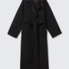 Kia Oversized-Mantel aus Wollmischung mit Zweireiher-Schluss – Schwarz meliert